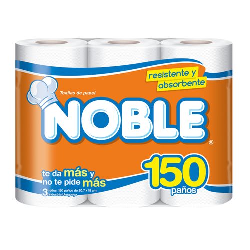 Toalla De Papel Noble 150 Paños X3