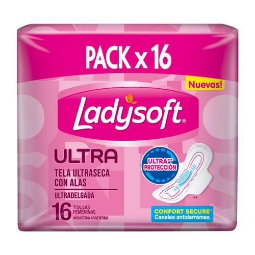 Toalla Femenina Ladysoft Dual Lock Seca Alas 16Un