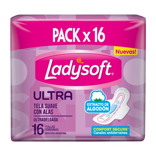 Toalla Ladysoft Femenina Ultra Delgada Tela Suave 16Un
