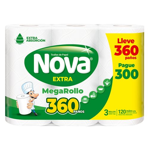 Toalla De Cocina Nova Maxirollo 120 Paños 3Un