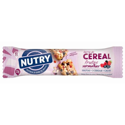 BARRA DE CEREAL NUTRY FRUTOS ROJOS CON CHOCOLATE 22GR