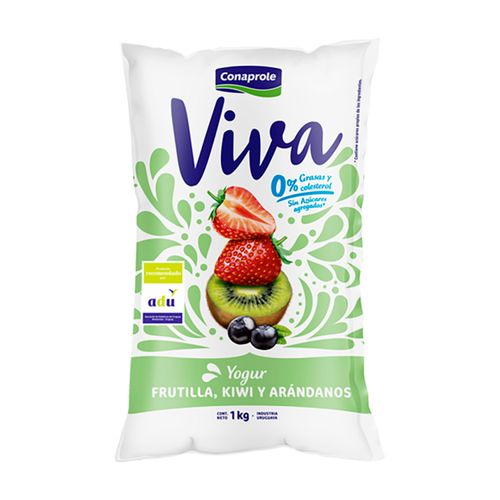 Yogur Conaprole Viva 0% Arandano/Kiwi/Frutilla 1Lt .