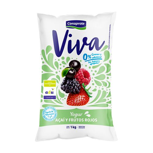 Yogur Conaprole Viva 0% Frutos Rojos 1Lt .