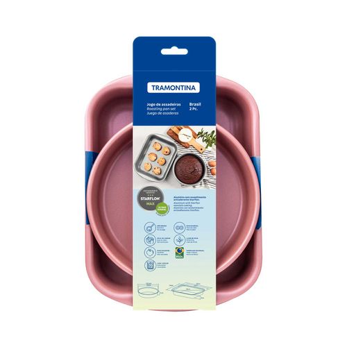 JUEGO TRAMONTINA DE ASADERAS TEFLON ROSA