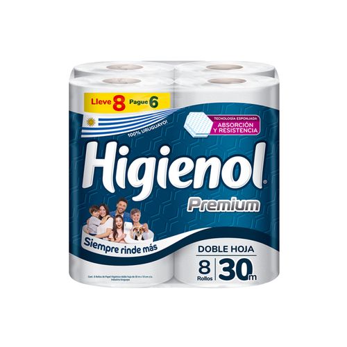 Papel Higiénico Higienol Premium 30M 8X6