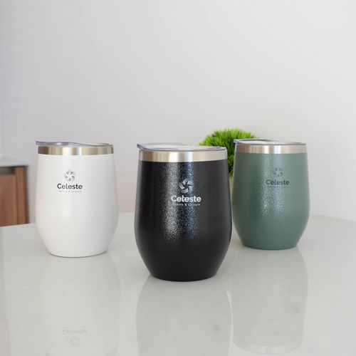 Vaso Celeste Mvf009-2 Blanco Acero Inoxidable 350Ml Con Tapa