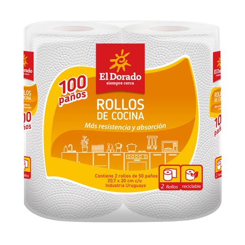 Toalla De Cocina El Dorado Clasica 2 Rollos 100 Paños