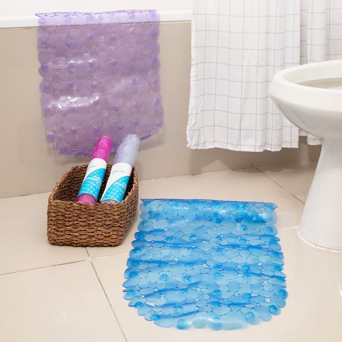 ALFOMBRA CELESTE ANTIDESLIZANTE PLASTICA 65X35CM PARA BAÑO