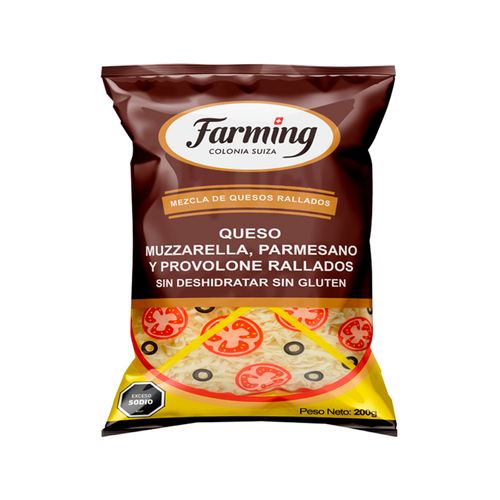 QUESO FARMING MEZCLA 3 QUESOS RALLADO 200GR