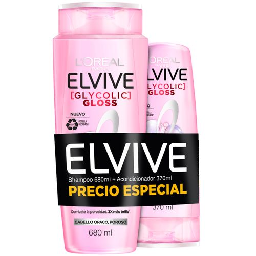SHAMPOO ELVIVE GLYCOLIC GLOSS 680ML +ACONDICIONADOR 370ML