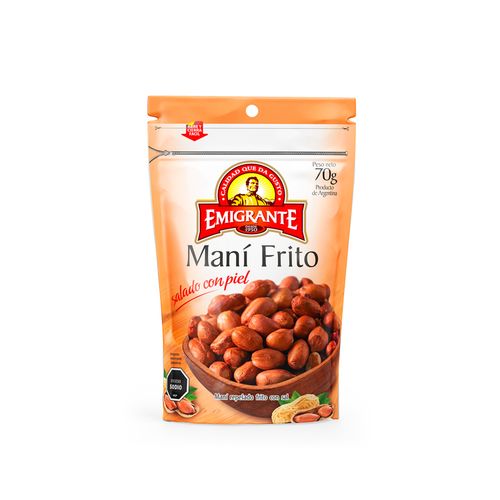 Mani Emigrante Frito Salado Con Piel Doy Pack 100Gr