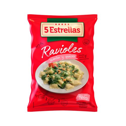 RAVIOLES 5 ESTRELLAS CONGELADO JAMON Y QUESO 750GR