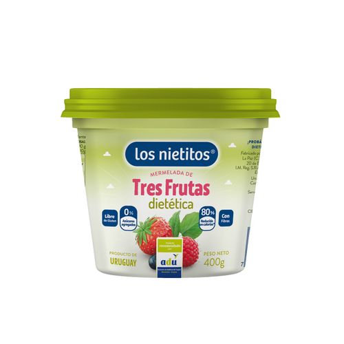Mermelada Los Nietitos Dietetica 0% Tres Frutas 400Gr