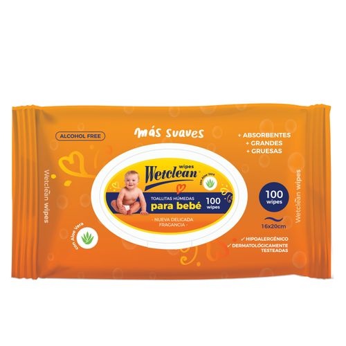 TOALLA HUMEDA WETCLEAN PARA BEBES 100UN