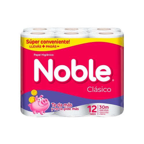 PAPEL HIGIENICO NOBLE CLASICO 30MT 12UN