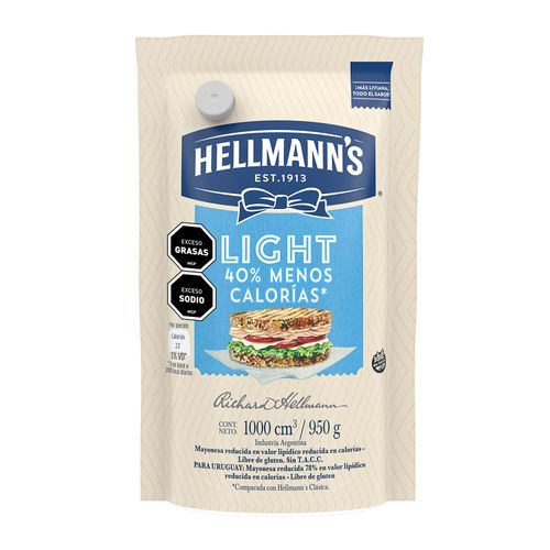 Mayonesa Hellmanns Light Doypack 1Kg