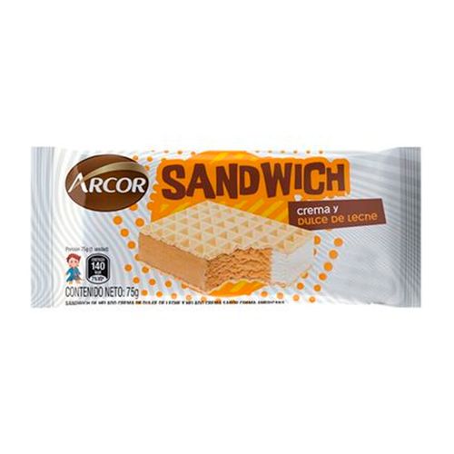 HELADO ARCOR SANDWICH DULCE DE LECHE/CREMA 75GR