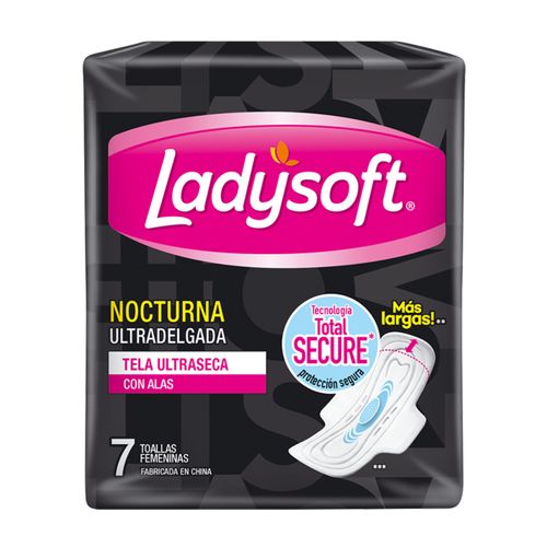 Toalla Femenina Ladysoft Nocturna Ultra Delgada 7Un Tela Sec