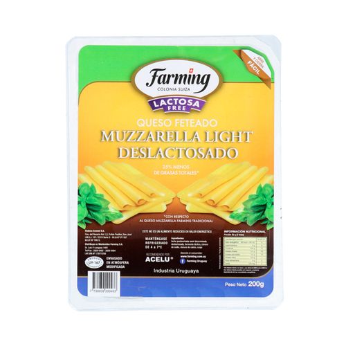 MUZZARELLA FARMING LIGHT DESLACTOSADA FETAS 212GR