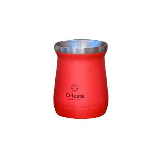 MATE CELESTE ROJO ACERO 180ML DOBLE PARED