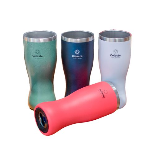 VASO CELESTE PINTA ROJO 450ML