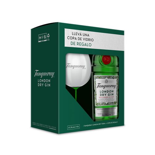 GIN TANQUERAY LONDON DRY 750ML +1COPA DE VIDRIO