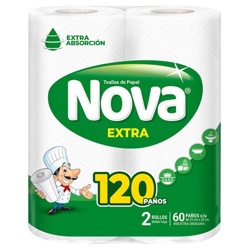 Toalla De Papel Nova Extra 120 Paños X2