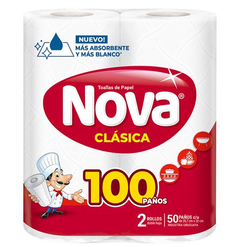Toalla De Papel Nova Clásico 100 Paños X2