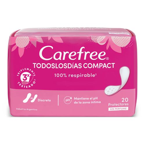 Protector Diario Carefree Compact S/Perfume 20Un