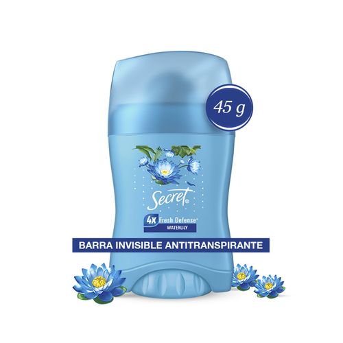 DESOSDORANTE SECRET BARRA INVISIBLE WATERLILY 45GR