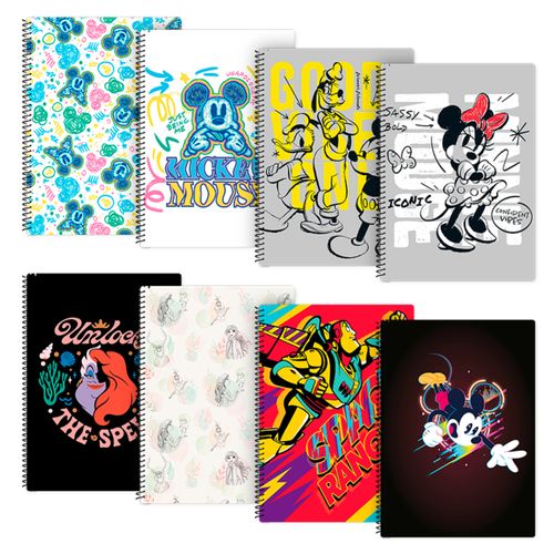 CUADERNOLA DISNEY TAPA FLEXIBLE RAYADA CON ESPIRAL 80HOJAS