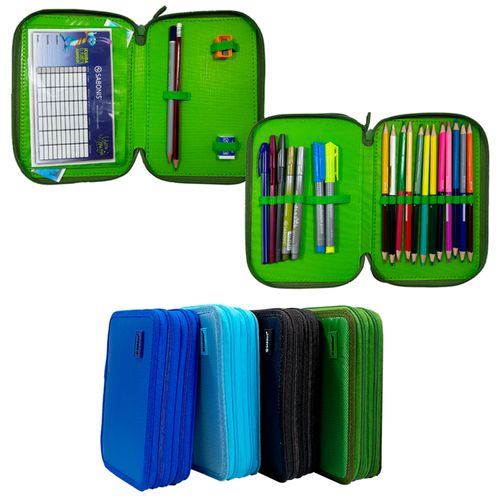 CARTUCHERA SABONIS CCU2 CON UTILES COCIDA 2PISOS NO TOXICO