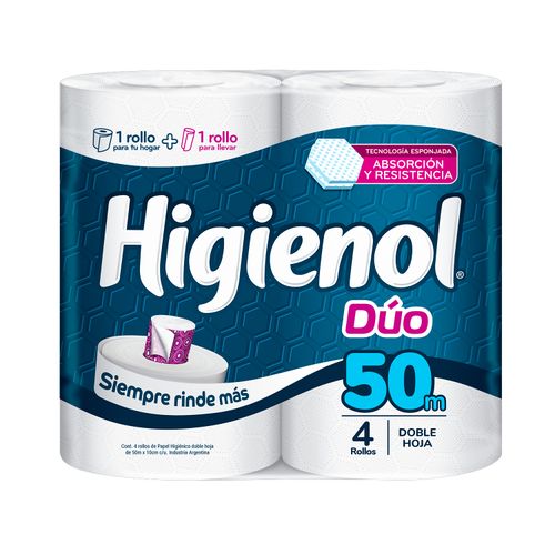Papel Higienico Higienol Duo Doble Hoja 4Un 50Mt