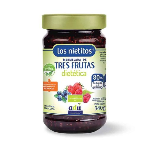 Mermelada Los Nietitos 0% Azucar 3 Frutas 340g