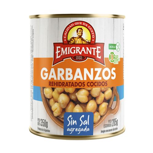 Garbanzo Emigrante Cocidos Sin Sal Lata 350Gr