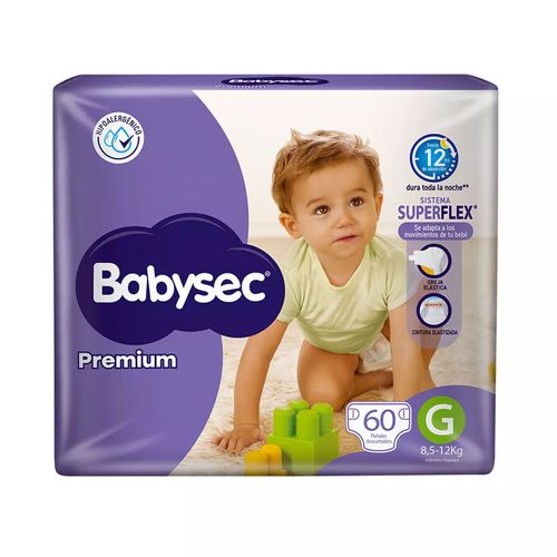 Pañal Babysec Premium Jumbo Talle G 60 Un