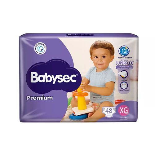 Pañal Babysec Premium Jumbo Talle Xg 48 Un