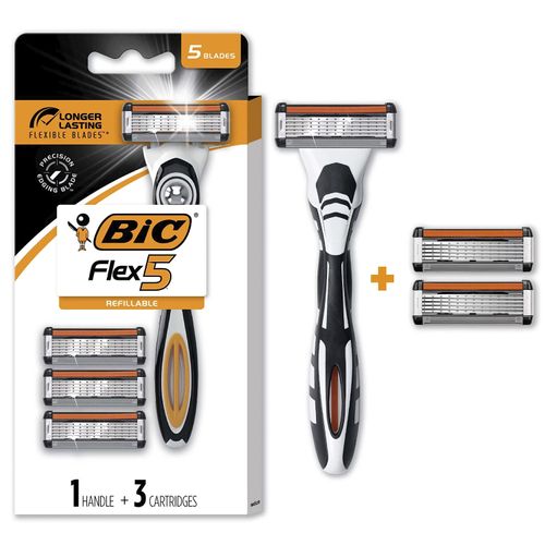 AFEITADORA BIC MASCULINA FLEX 5 HOJAS +3 CARTUCHOS