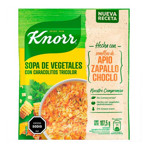 Sopa Knorr Vegetal Con Pasta Tricolor 107.5Gr