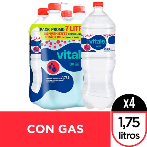 Agua Vitale Con Gas Decorado Pet 1.75Lt Pack 4Un