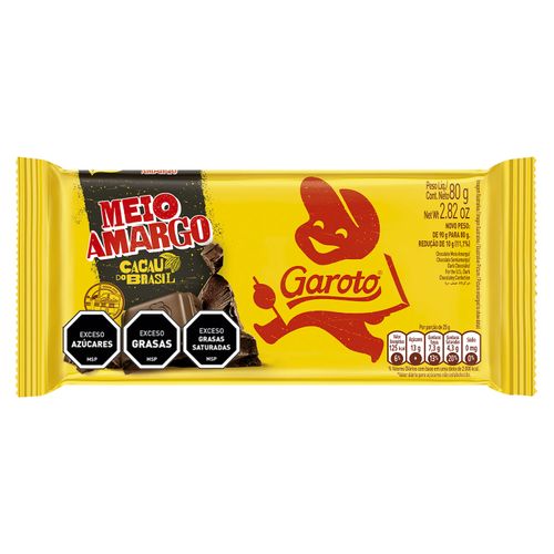 Chocolate Garoto Tableta Jumbo Semi Amargo 80Gr