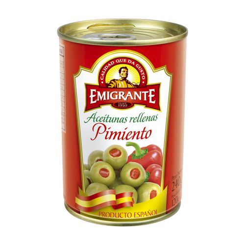 Aceituna Emigrante Rellena Verde Con Pimiento 120Gr
