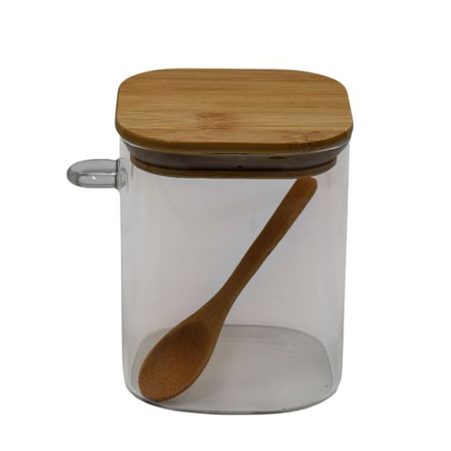 FRASCO DY035 HERMETICO 650ML C/TAPA BAMBU Y CUCHARA