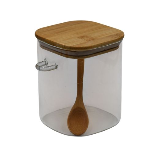 FRASCO DY036 HERMETICO 750ML C/TAPA BAMBU Y CUCHARA