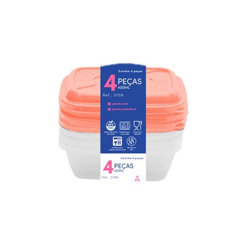 KIT PLASTICOS MB MB3708T DE POTES 400ML 4UN,RECTANGULAR