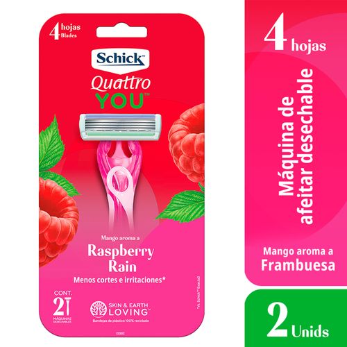 MAQUINA DE AFEITAR SCHICK QUATTRO YOU AROMA A FRAMBUESA 2UN