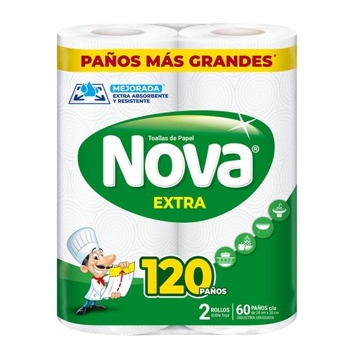 Toalla De Papel Nova Extra 120 Paños X2