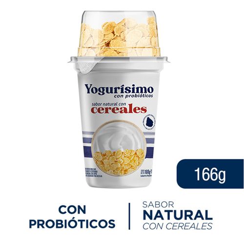 Yogur Yogurisimo Natural Topping 166Gr Copos Maiz Azcarados