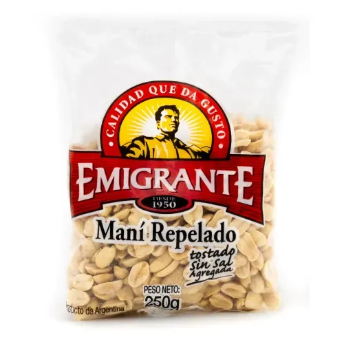 Mani Emigrante Repelado Tostado Sin Sal 250Gr