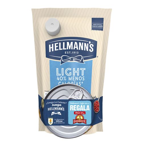 MAYONESA HELLMANNS LIGHT + ATUN EMIGRANTE 90GR 475GR